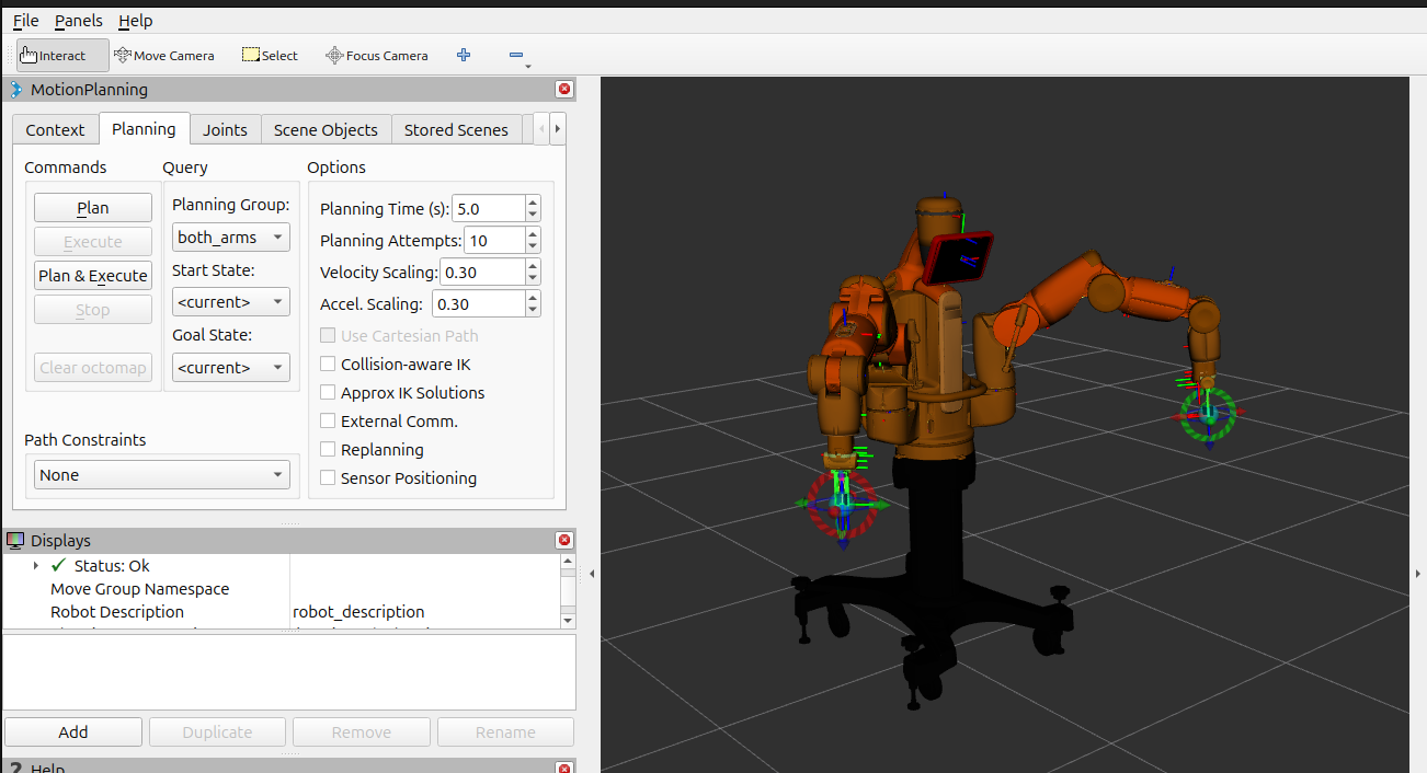 Gazebo Harmonic and the MoveIt 2 MotionPlanning view in RViz
