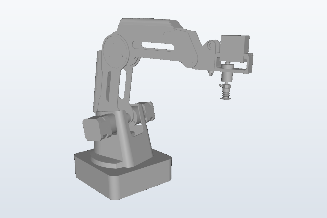 Dobot Magician with suction tool, rendered from the package's MuJoCo model.